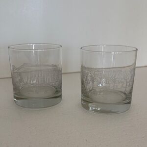 TWO RARE VINTAGE Harvard University Etched Tumblers